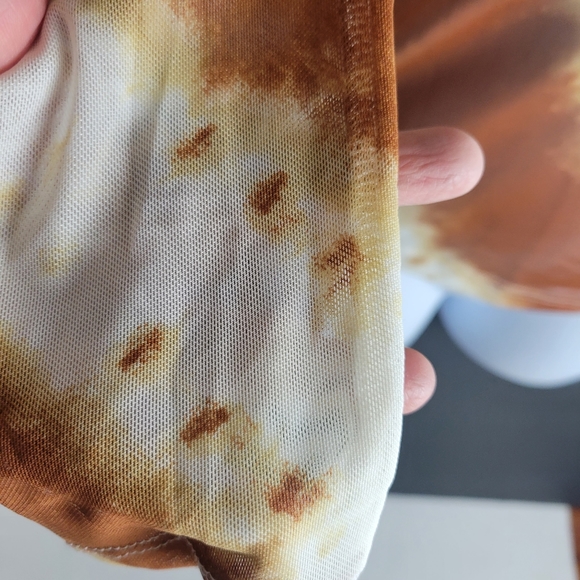 Haute Mode Mesh Brown White tie dye long sleeve top M - Picture 8 of 8